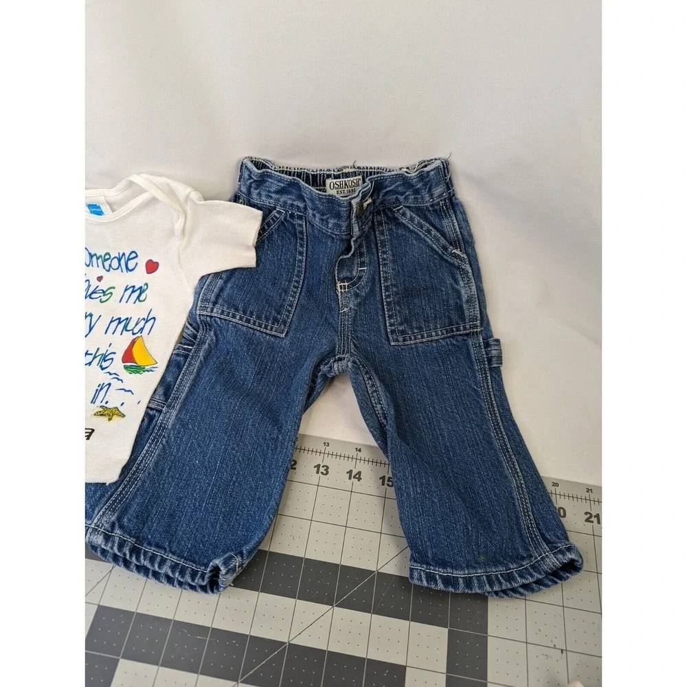 Oshkosh Baby Denim Jeans 6 9 months Spencer Florida T Shirt Med Set